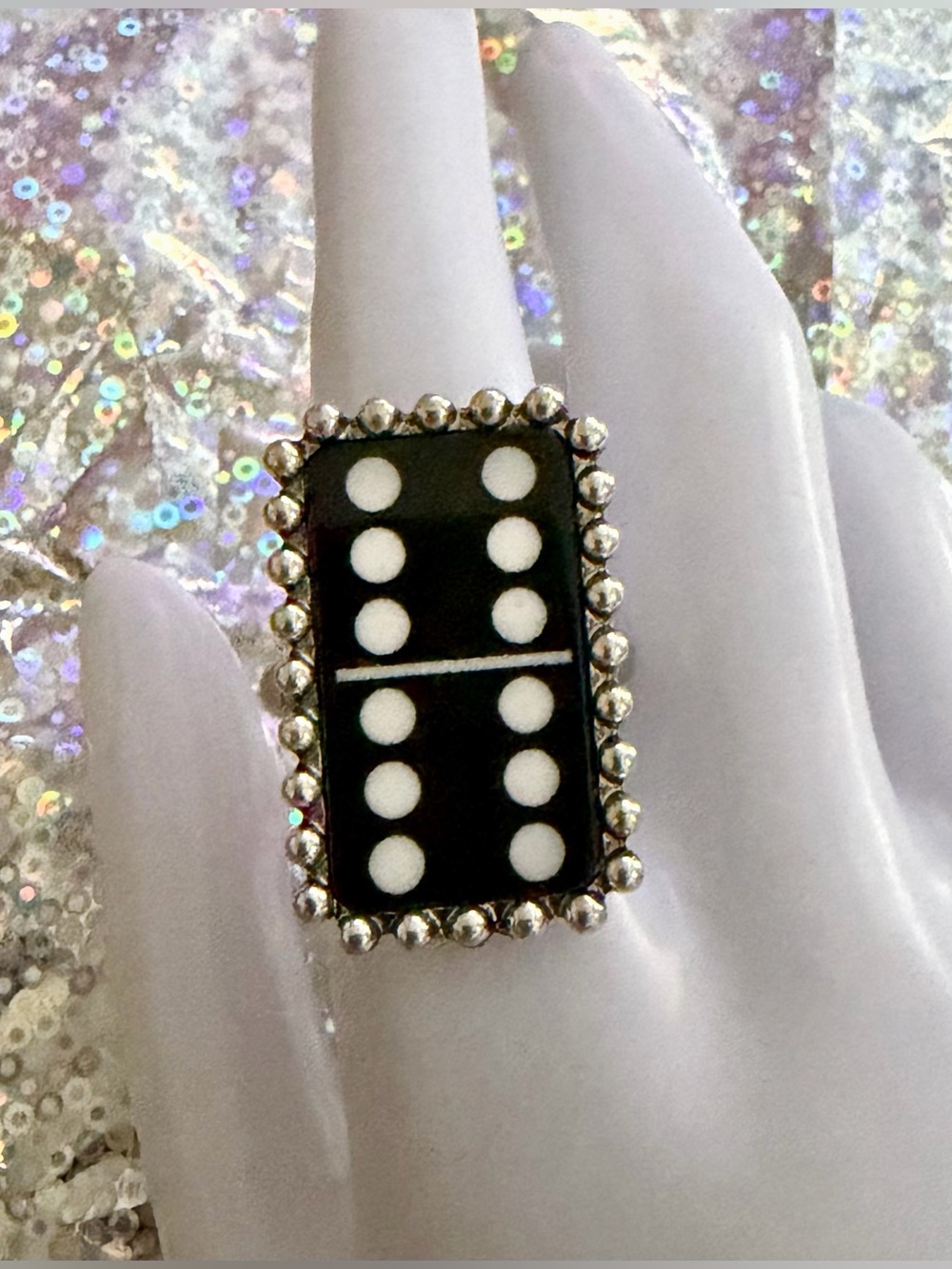 Vintage Western Style Domino Cocktail Statement Ring